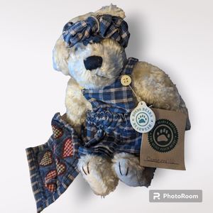 Boyds Bears Chamomille Q Quignapple Teddy Plush 1997 Quilt Patch Tags Plaid